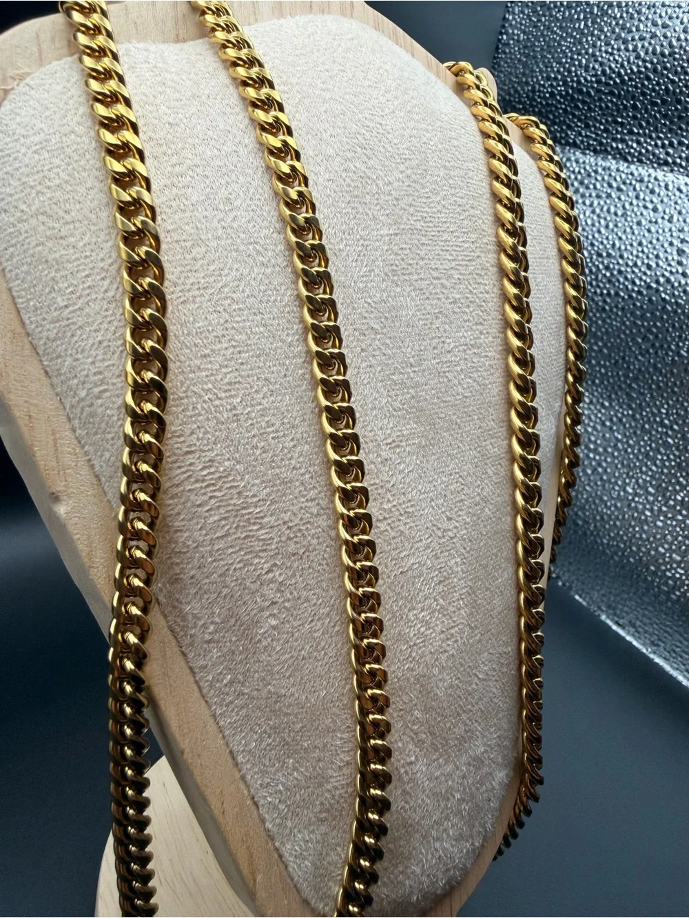 2-Piece Gold-Tone Stainless Steel Cuban Chain Set
